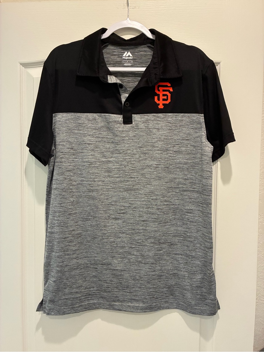 Majestic Black and Gray SF Giants Polo with Orange Logo